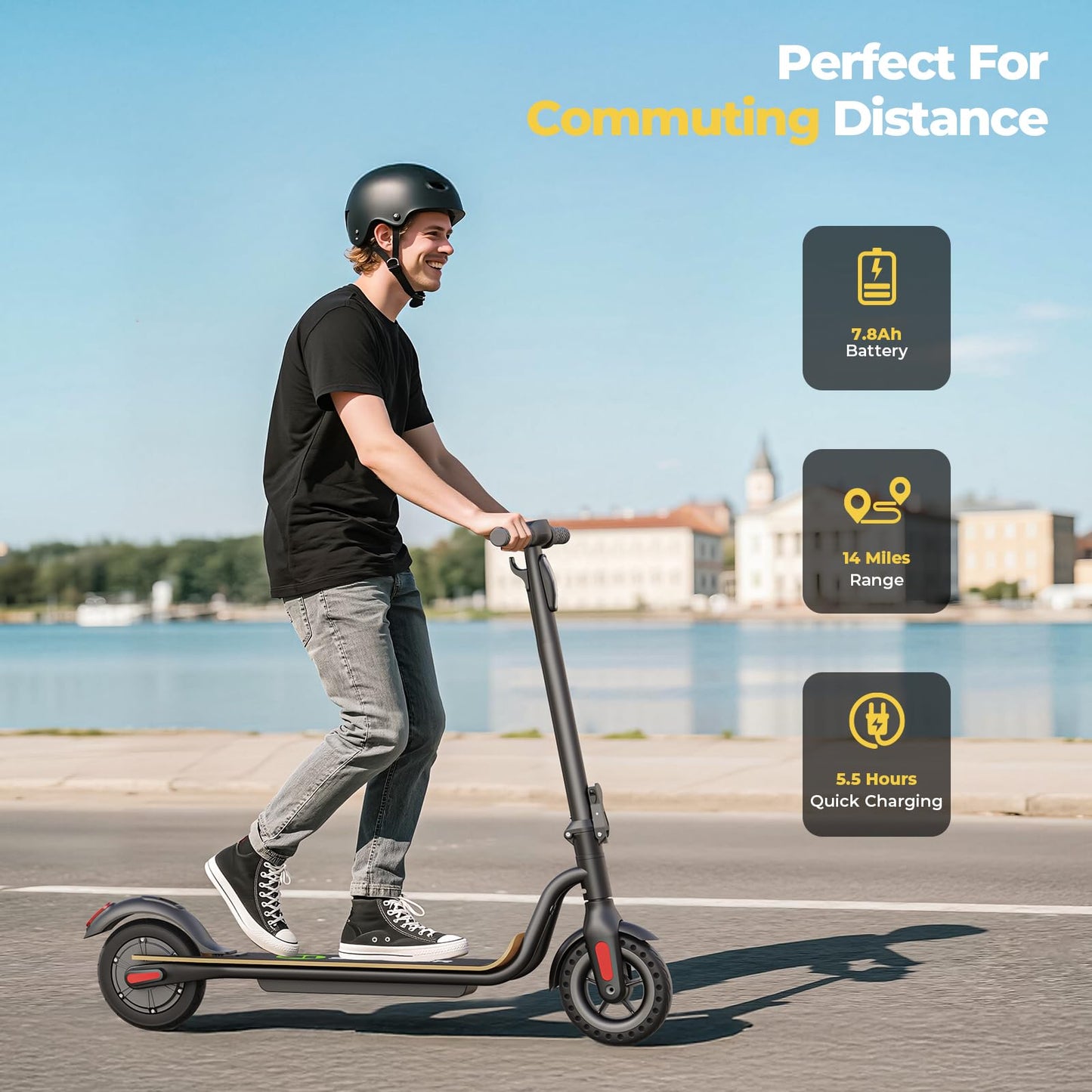 Electric Scooter,Electric Scooter Adults for Commuting, 15.5mph, 7800mah Battery, Dual Brakes, 3-Speed Gear, for Teens & Adults