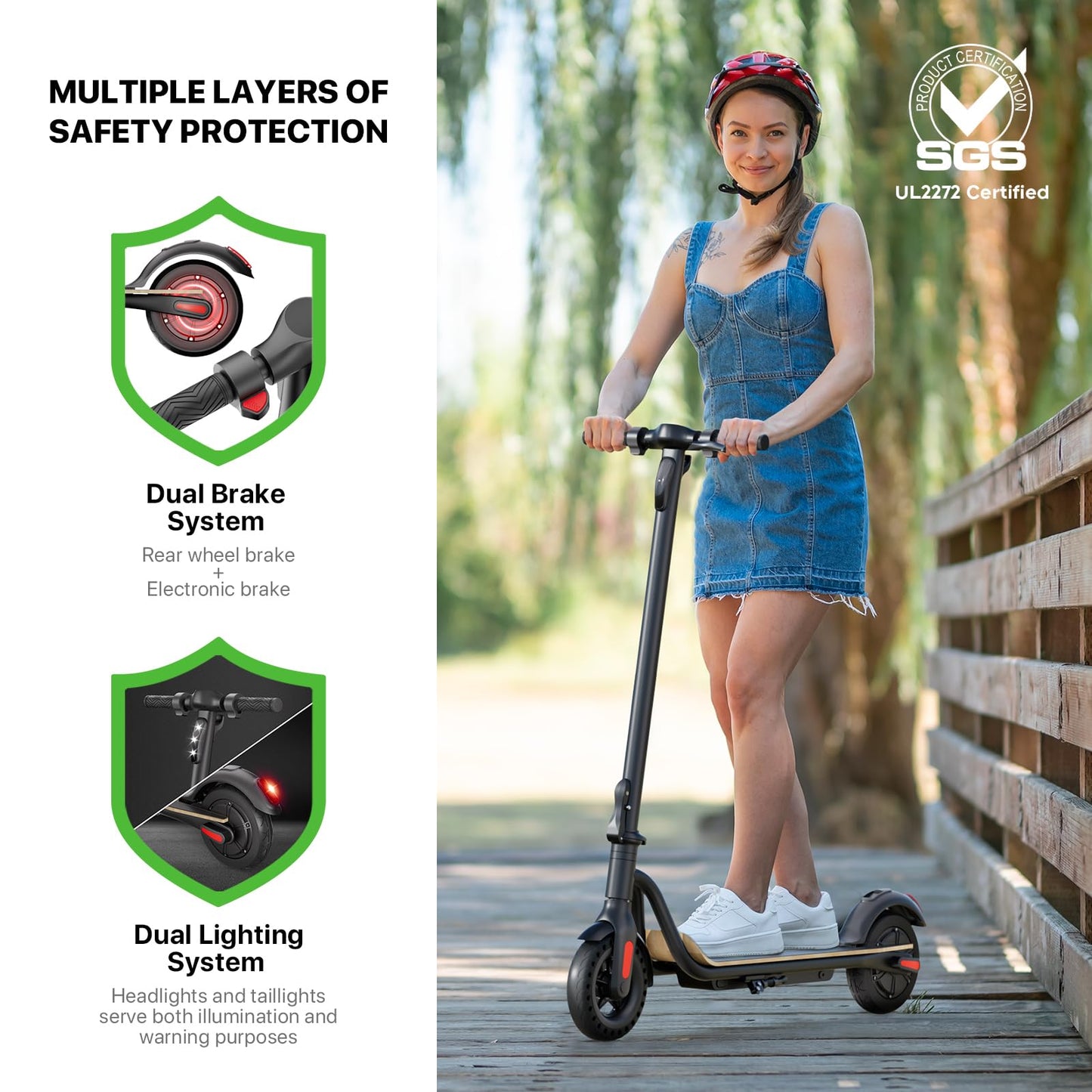 MEGAWHEELS Electric Scooter,Electric Scooter Adults 15.5MPH, 36V 7.8AH, 8in Honeycomb Tires, Foldable E Scooter for Commuting, Outdoor, Short Travel 26 lb Lightweight