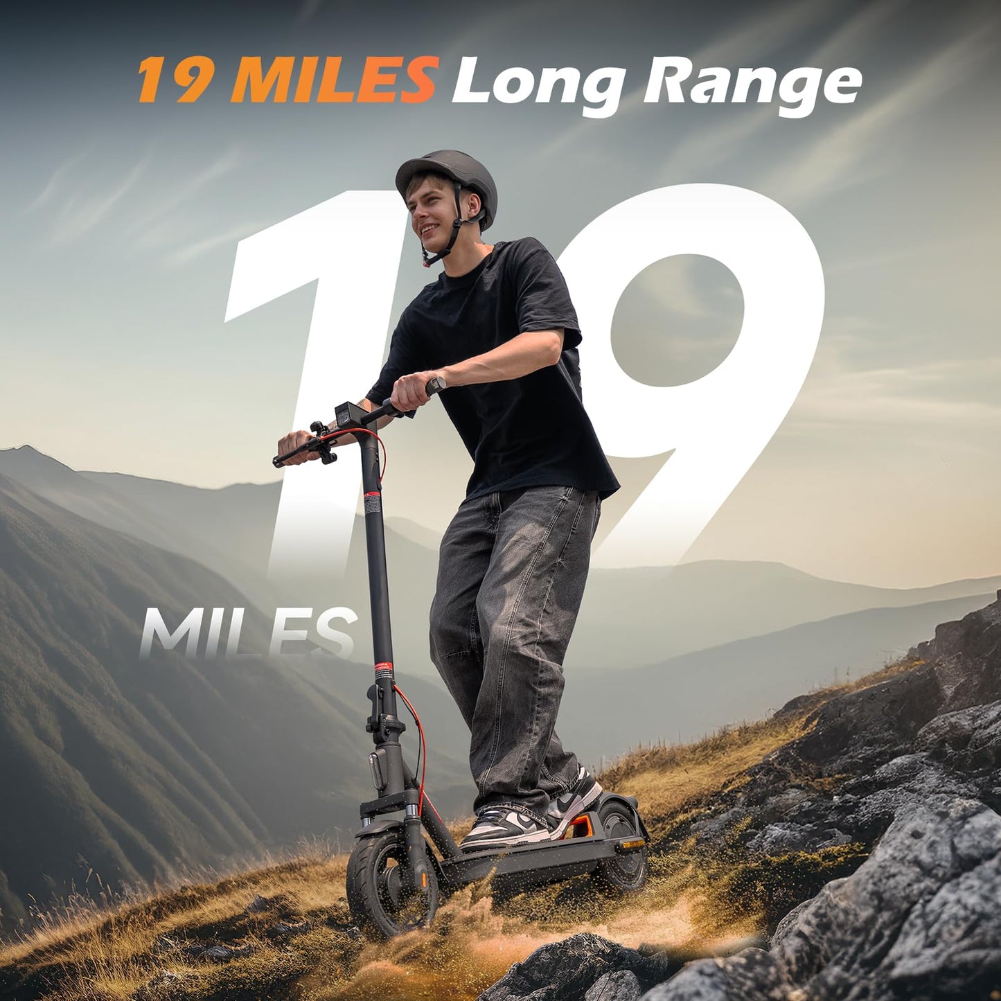 MEGAWHEELS Electric Scooter Adults, 350W Motor, 10“ Pneumatic Tires, 15MPH, 19 Miles Range, Foldable Commuting E Scooter with Front Dual Suspension & Braking Systems