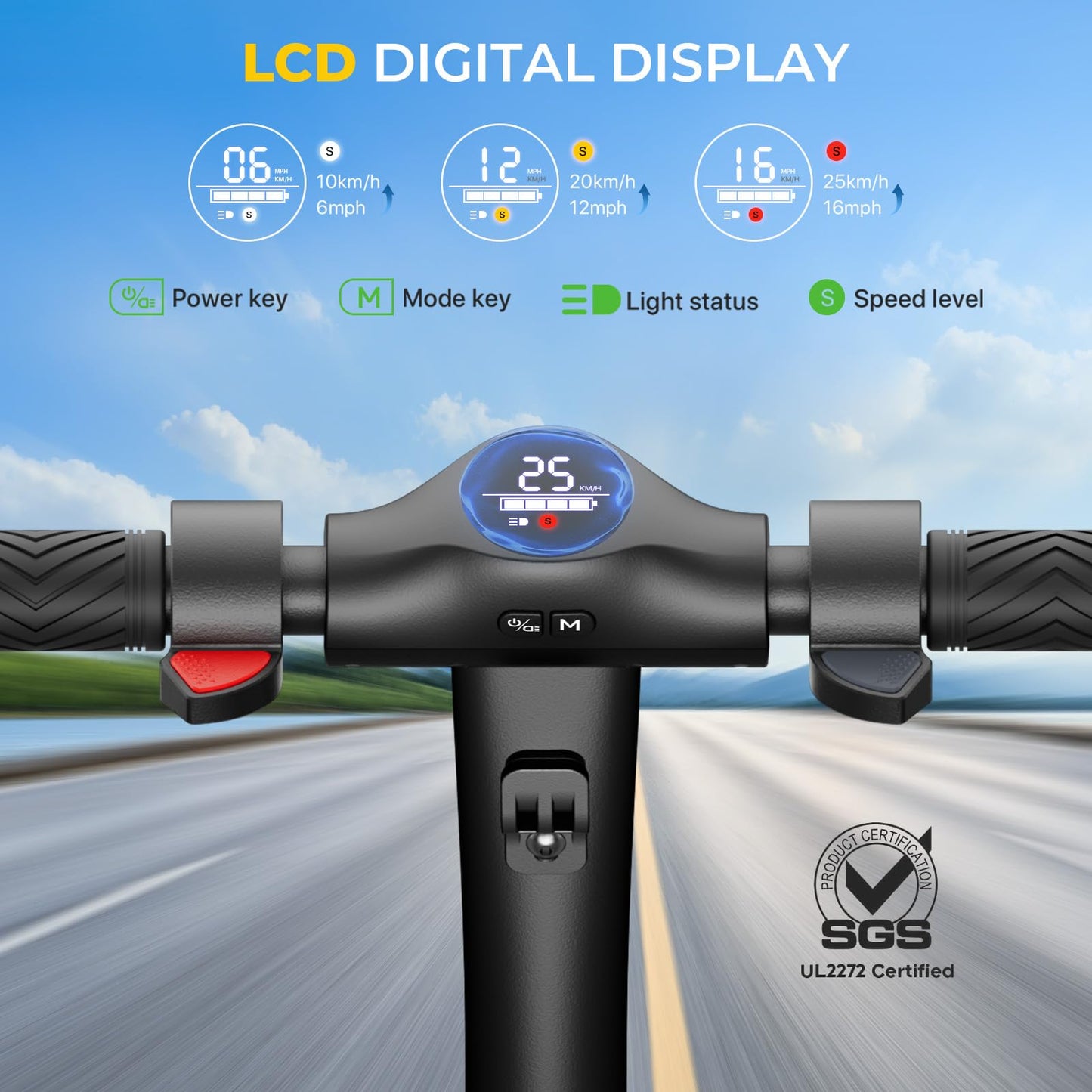 Electric Scooter,Electric Scooter Adults for Commuting, 15.5mph, 7800mah Battery, Dual Brakes, 3-Speed Gear, for Teens & Adults