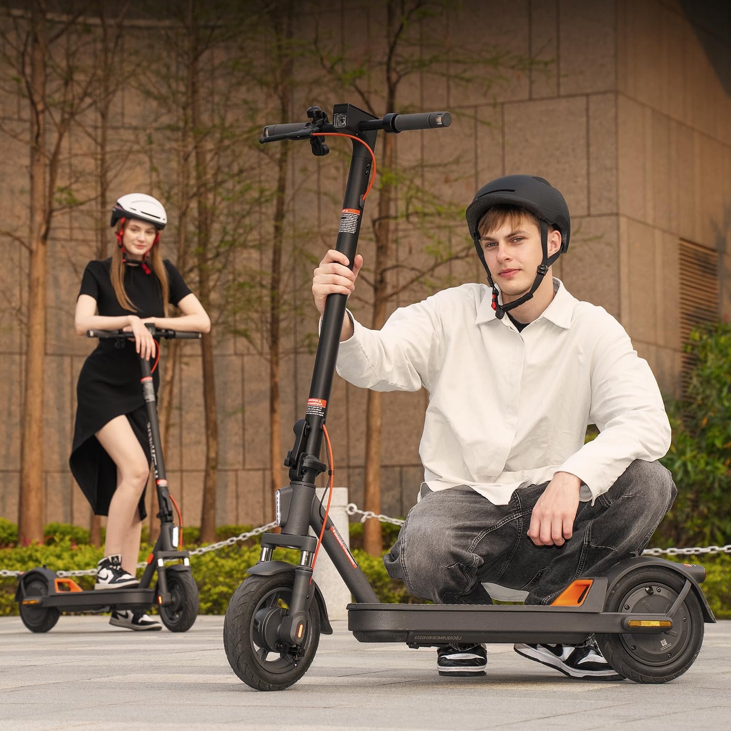 MEGAWHEELS Electric Scooter Adults, 350W Motor, 10“ Pneumatic Tires, 15MPH, 19 Miles Range, Foldable Commuting E Scooter with Front Dual Suspension & Braking Systems