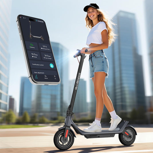 MEGAWHEELS Electric Scooter,Electric Scooter Adults,10in Pneumatic Tires,350W Motor,19 Miles Range,E Scooter with Smart APP Control for Commuting, Outdoor,Short Travel