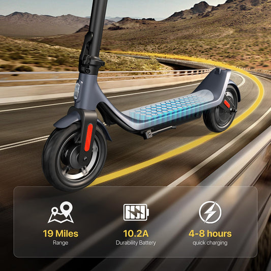 MEGAWHEELS Electric Scooter,Electric Scooter Adults,10in Pneumatic Tires,350W Motor,19 Miles Range,E Scooter with Smart APP Control for Commuting, Outdoor,Short Travel