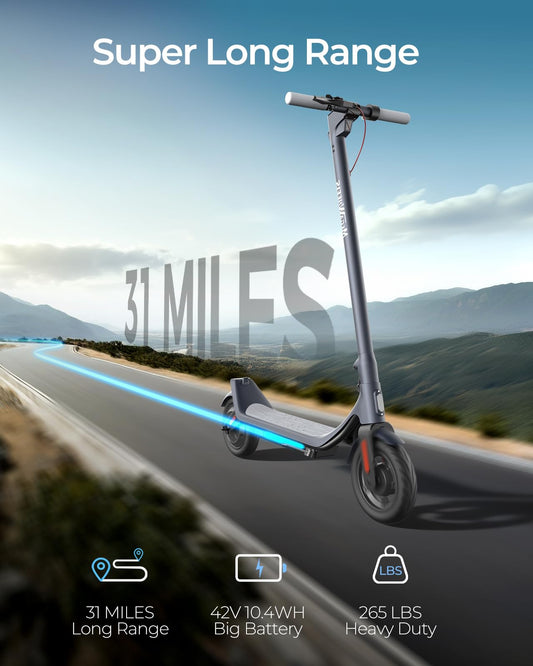 Electric Scooter,Electric Scooter for Adults 31 Miles Range,10in Pneumatic Tires,500W Motor,E Scooter with Smart APP Control for Commuting, Outdoor, Short Travel