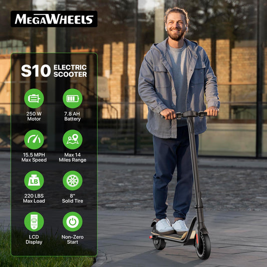 MEGAWHEELS Electric Scooter,Electric Scooter Adults 15.5MPH, 36V 7.8AH, 8in Honeycomb Tires, Foldable E Scooter for Commuting, Outdoor, Short Travel 26 lb Lightweight