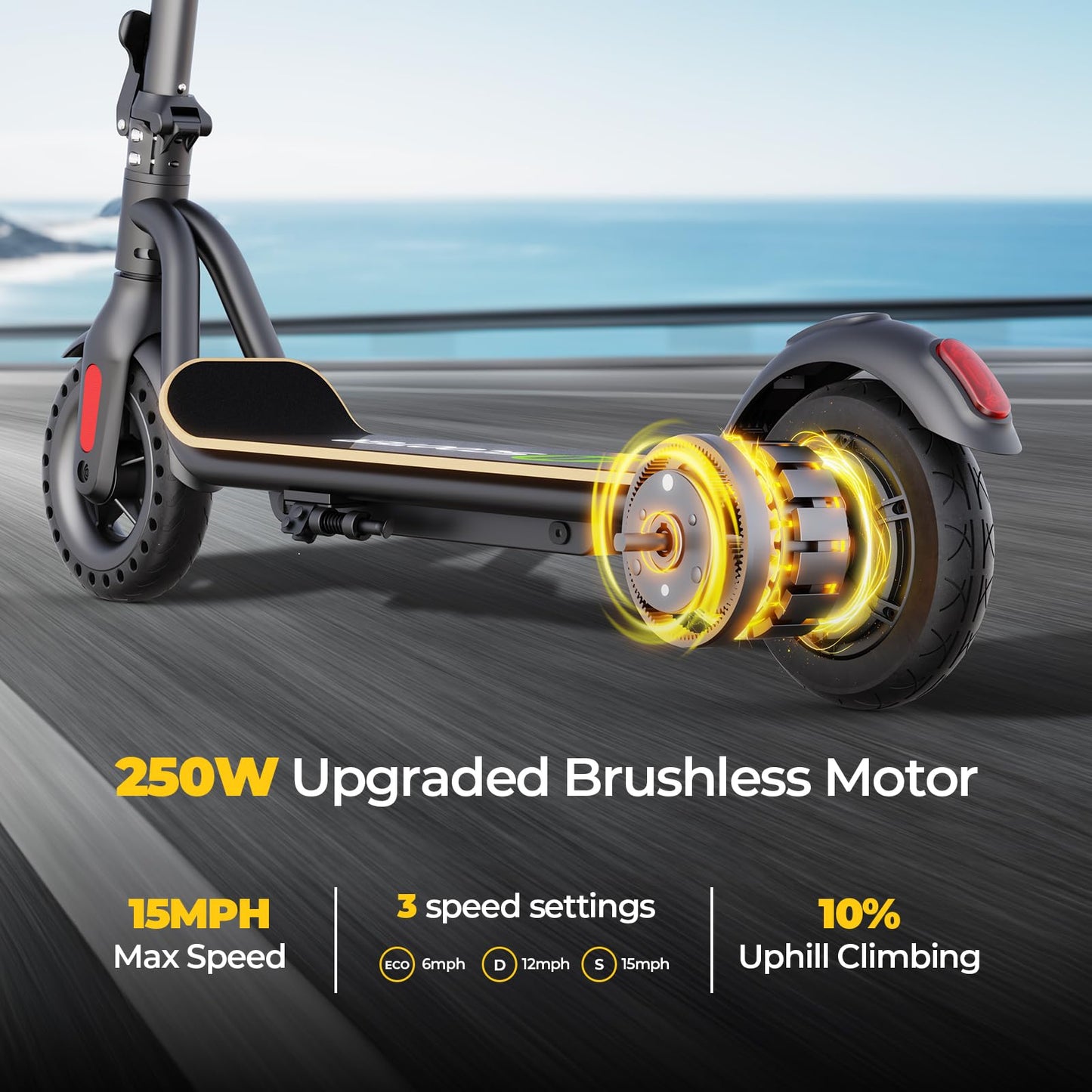 Electric Scooter,Electric Scooter Adults for Commuting, 15.5mph, 7800mah Battery, Dual Brakes, 3-Speed Gear, for Teens & Adults