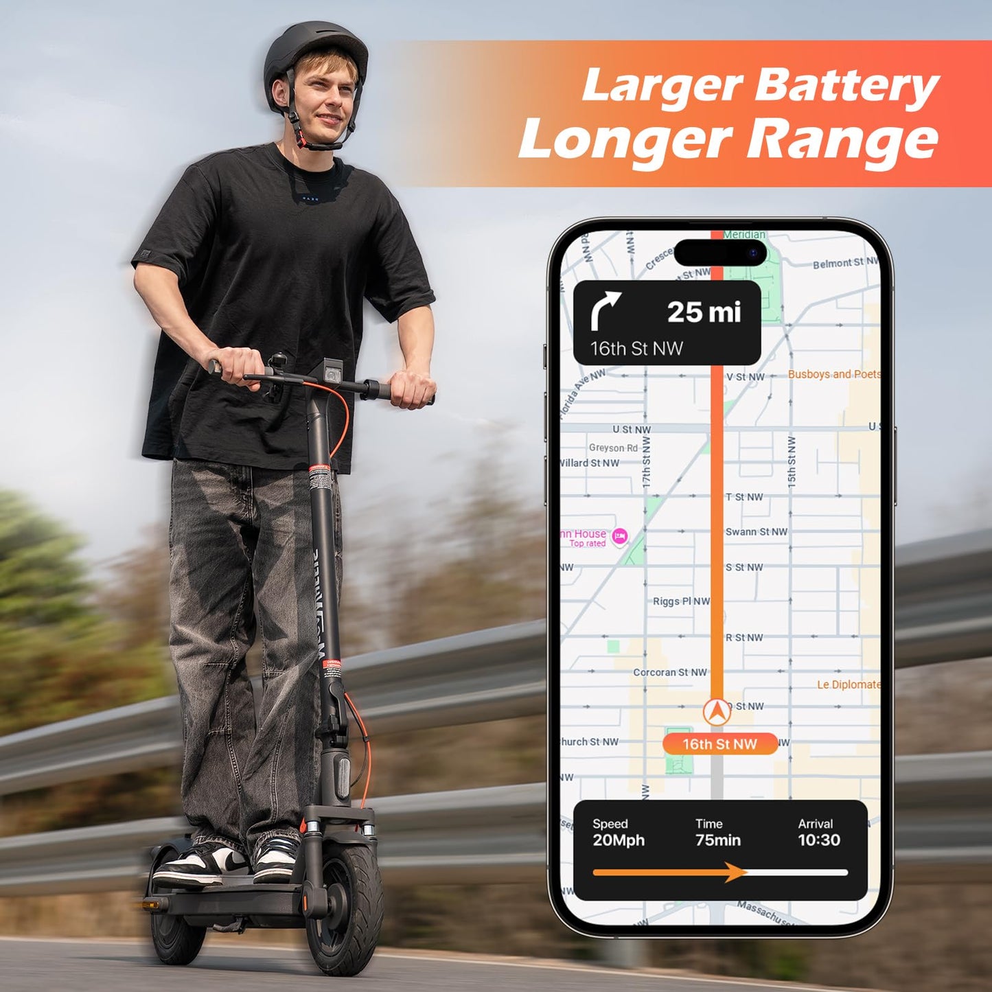 MEGAWHEELS electric scooter adults, 600W Motor, 10" Pneumatic Tires, 20Mph, 28 Miles Range, Foldable commuting E Scooter with Front Dual Suspension & braking systems