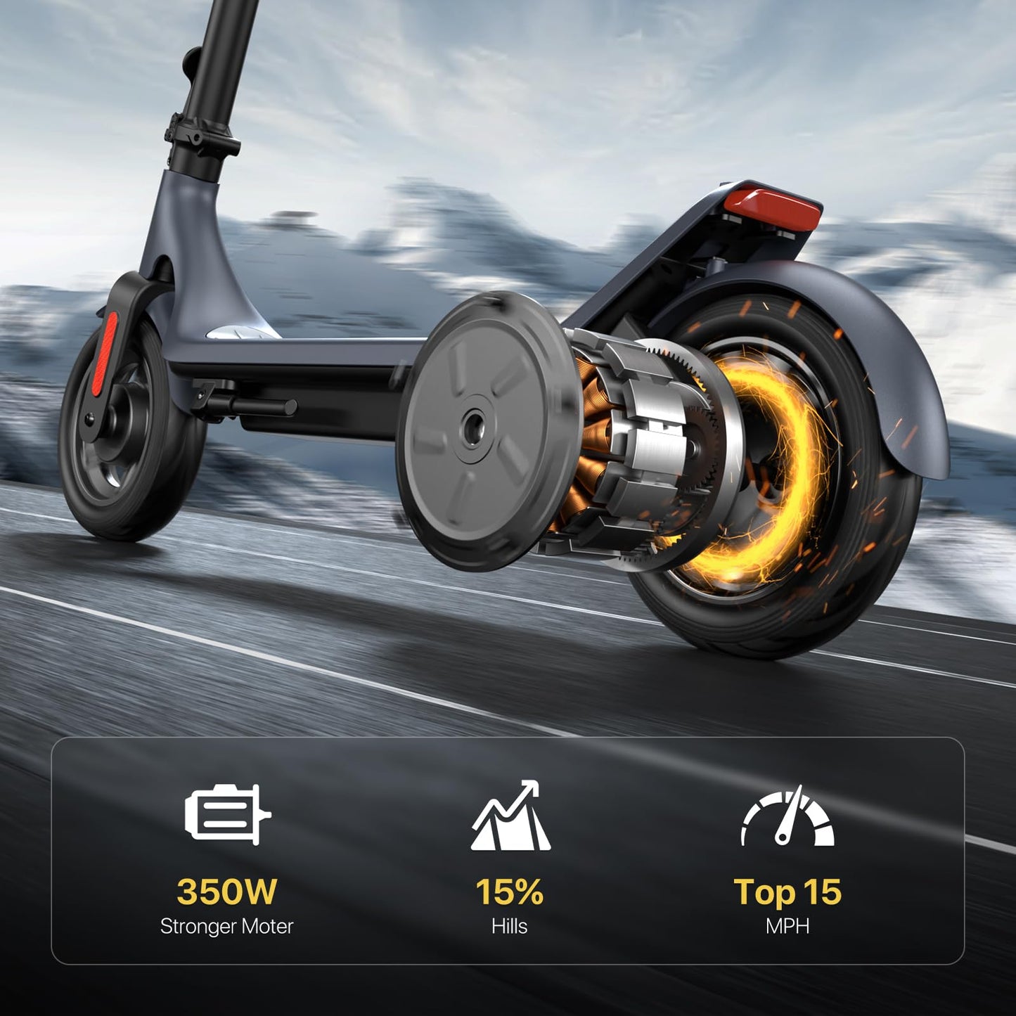 MEGAWHEELS Electric Scooter,Electric Scooter Adults,10in Pneumatic Tires,350W Motor,19 Miles Range,E Scooter with Smart APP Control for Commuting, Outdoor,Short Travel