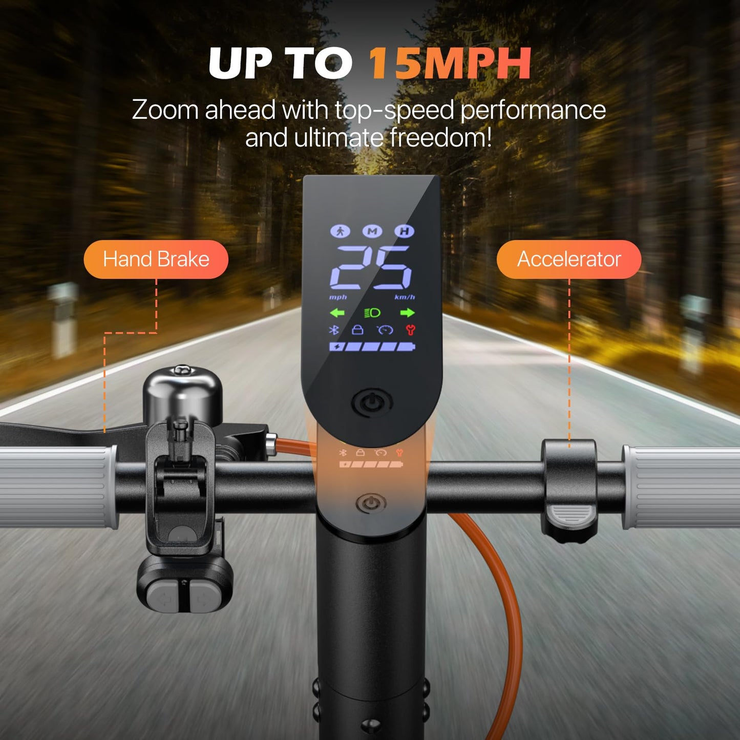 MEGAWHEELS Electric Scooter Adults, 350W Motor, 10“ Pneumatic Tires, 15MPH, 19 Miles Range, Foldable Commuting E Scooter with Front Dual Suspension & Braking Systems