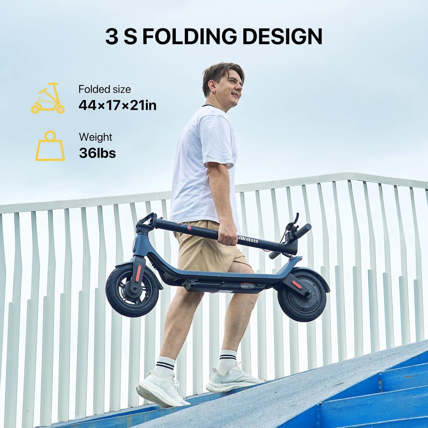 MEGAWHEELS Electric Scooter,Electric Scooter Adults,10in Pneumatic Tires,350W Motor,19 Miles Range,E Scooter with Smart APP Control for Commuting, Outdoor,Short Travel